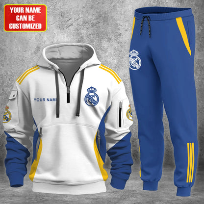 Personalized Real Madrid 3D Cotton Hoodie and Sweatpants set