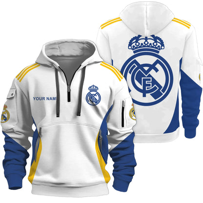 Personalized Real Madrid 3D Cotton Hoodie and Sweatpants set