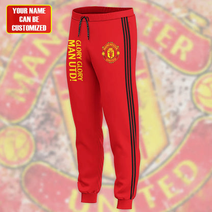 Personalized Manchester United Zipper Stand Collar Jacket & Sweatpants Set