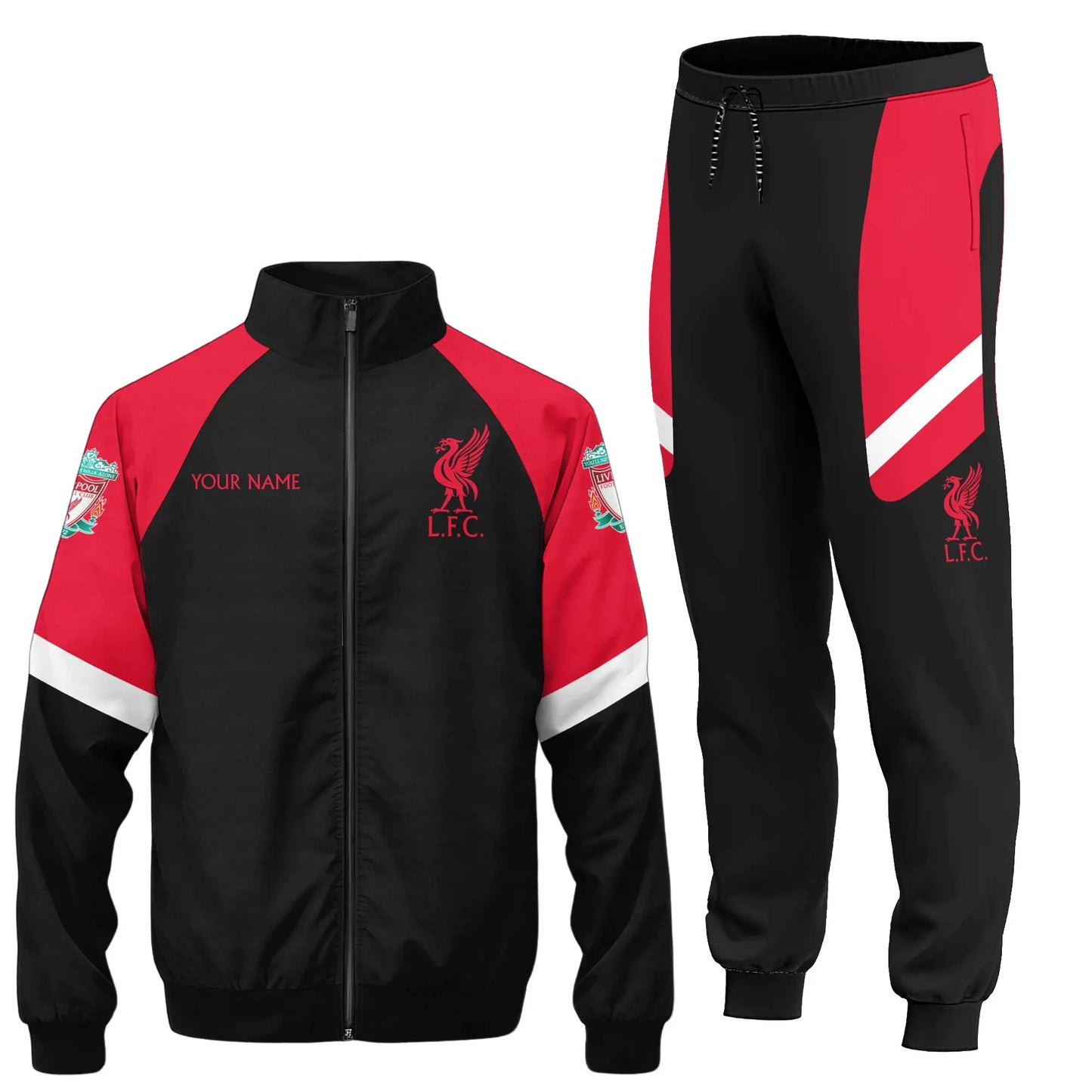 Personalized Liverpool Zipper Stand Collar Jacket & Sweatpants Set