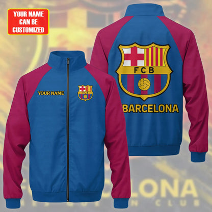 Personalized Barcelona Zipper Stand Collar Jacket & Sweatpants Set