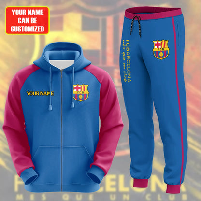 Personalized Barcelona Zipper Stand Collar Jacket & Sweatpants Set