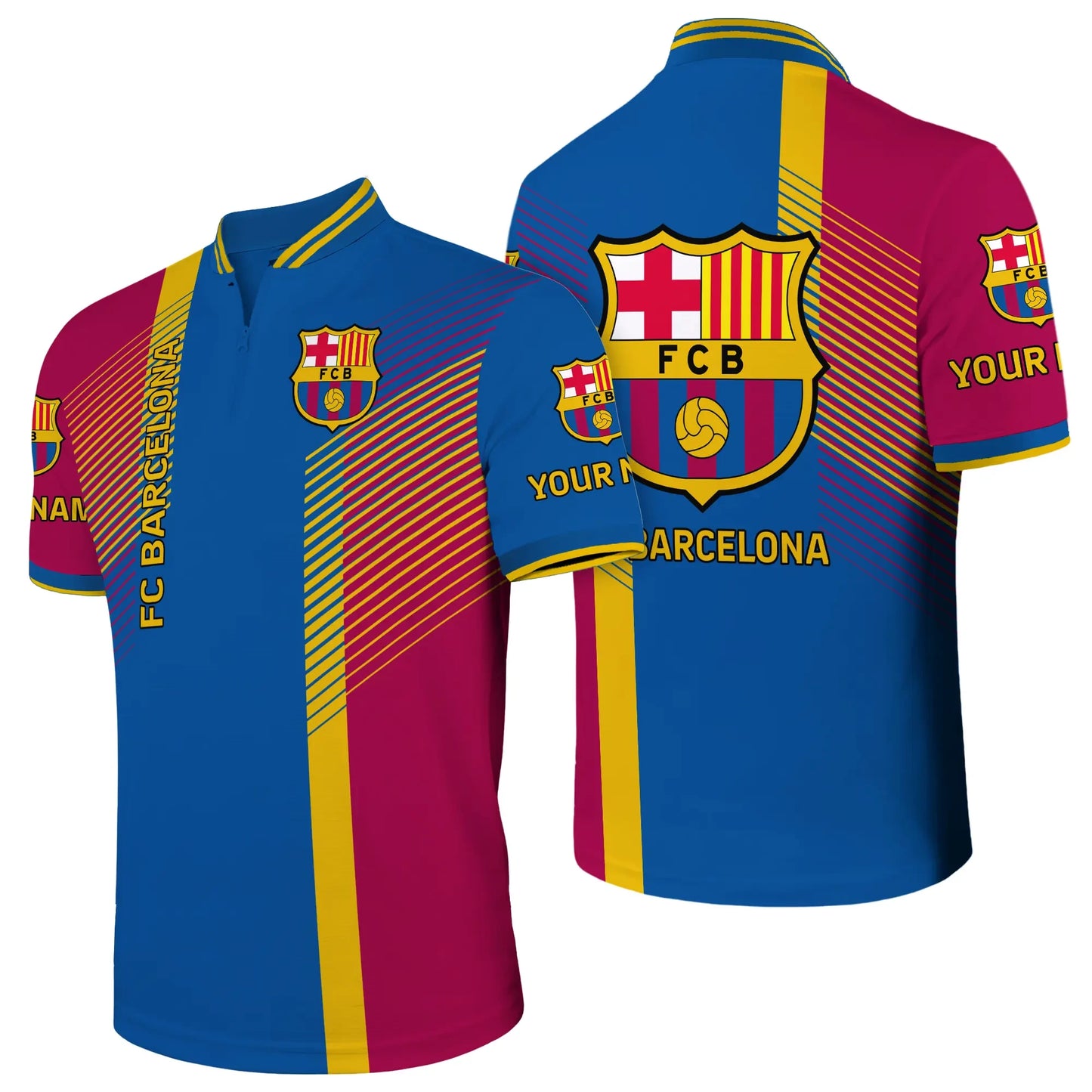 Personalized Barcelona 3D Zipper Polo and Sweatpants Set