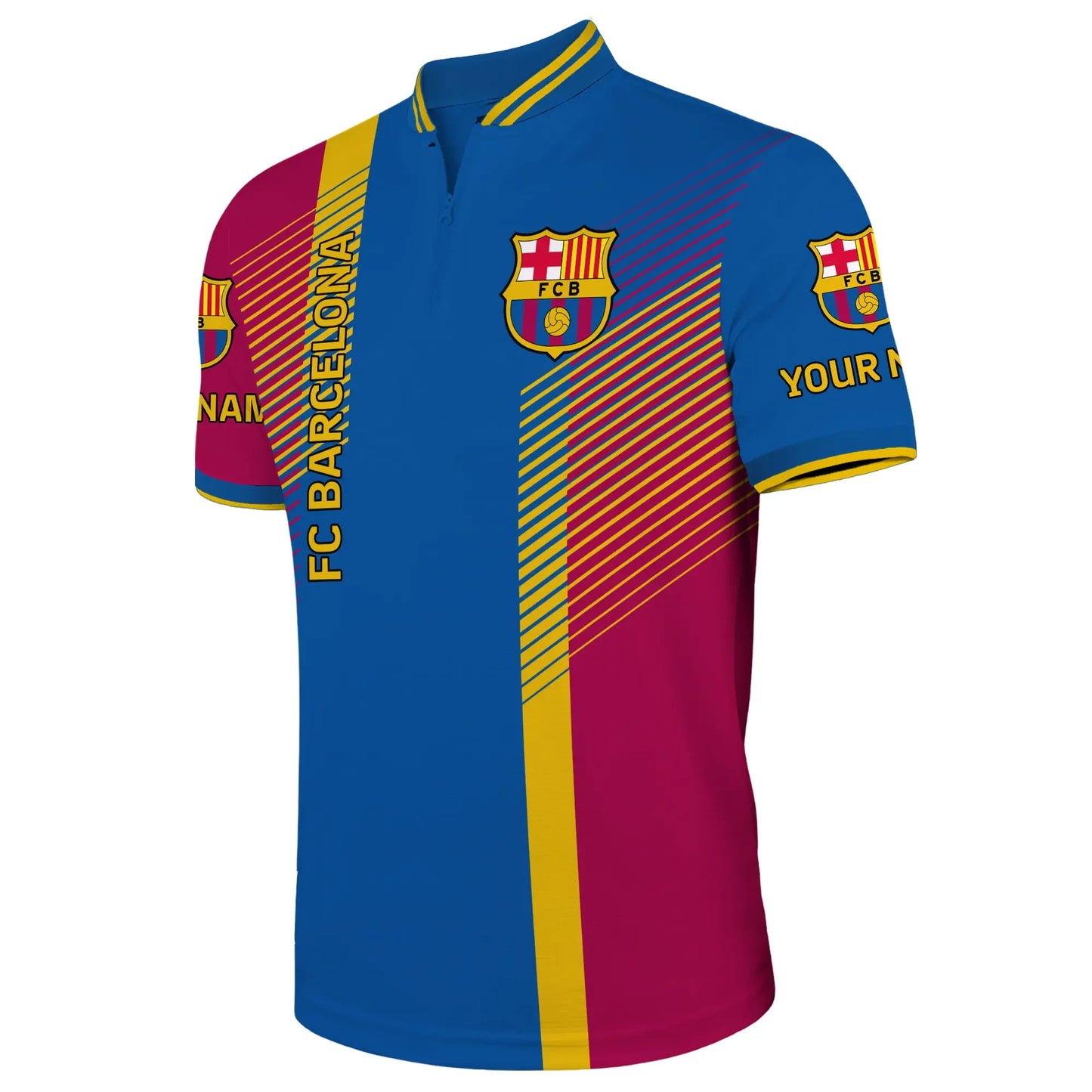 Personalized Barcelona 3D Zipper Polo and Sweatpants Set