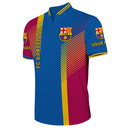Personalized Barcelona 3D Zipper Polo and Sweatpants Set