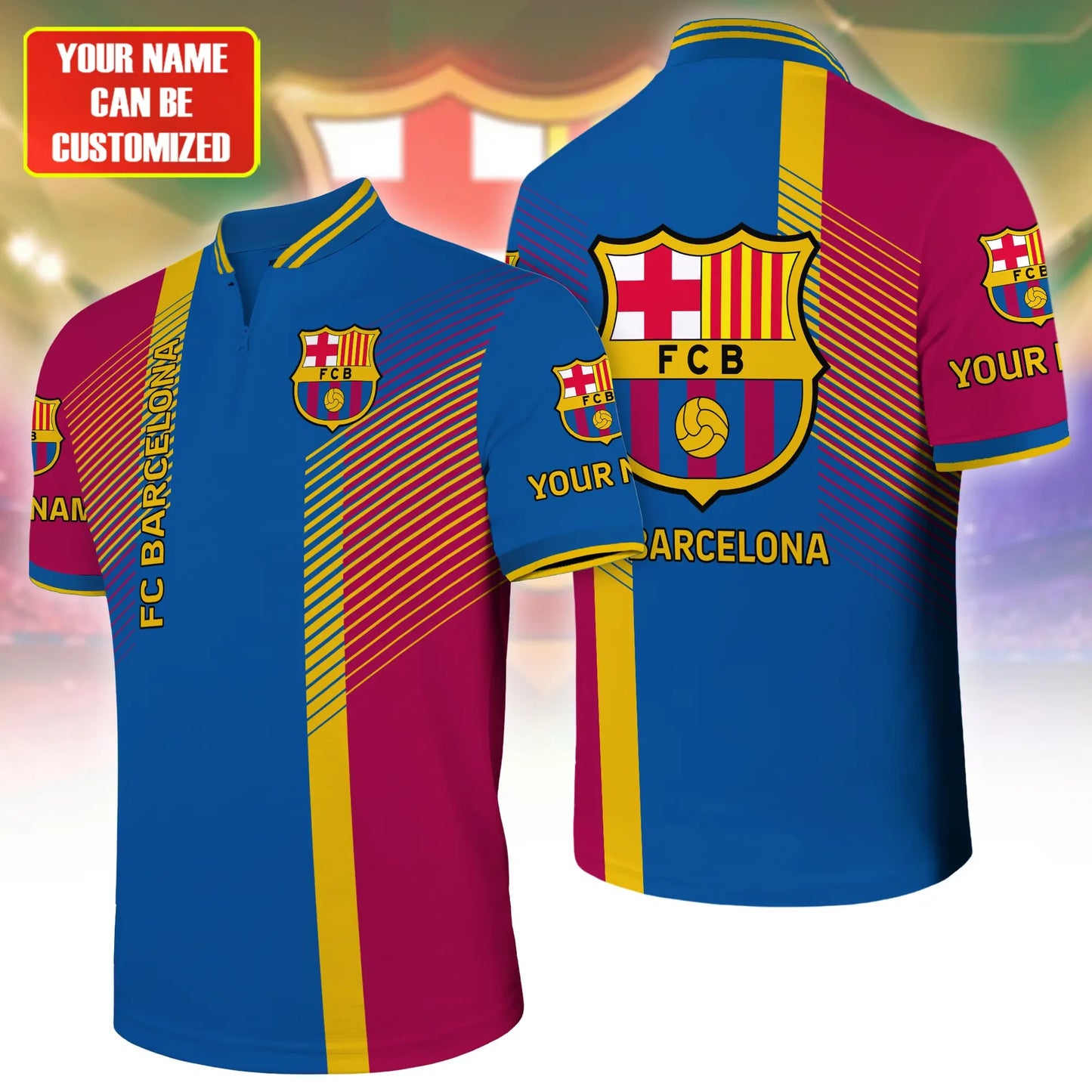 Personalized Barcelona 3D Zipper Polo and Sweatpants Set