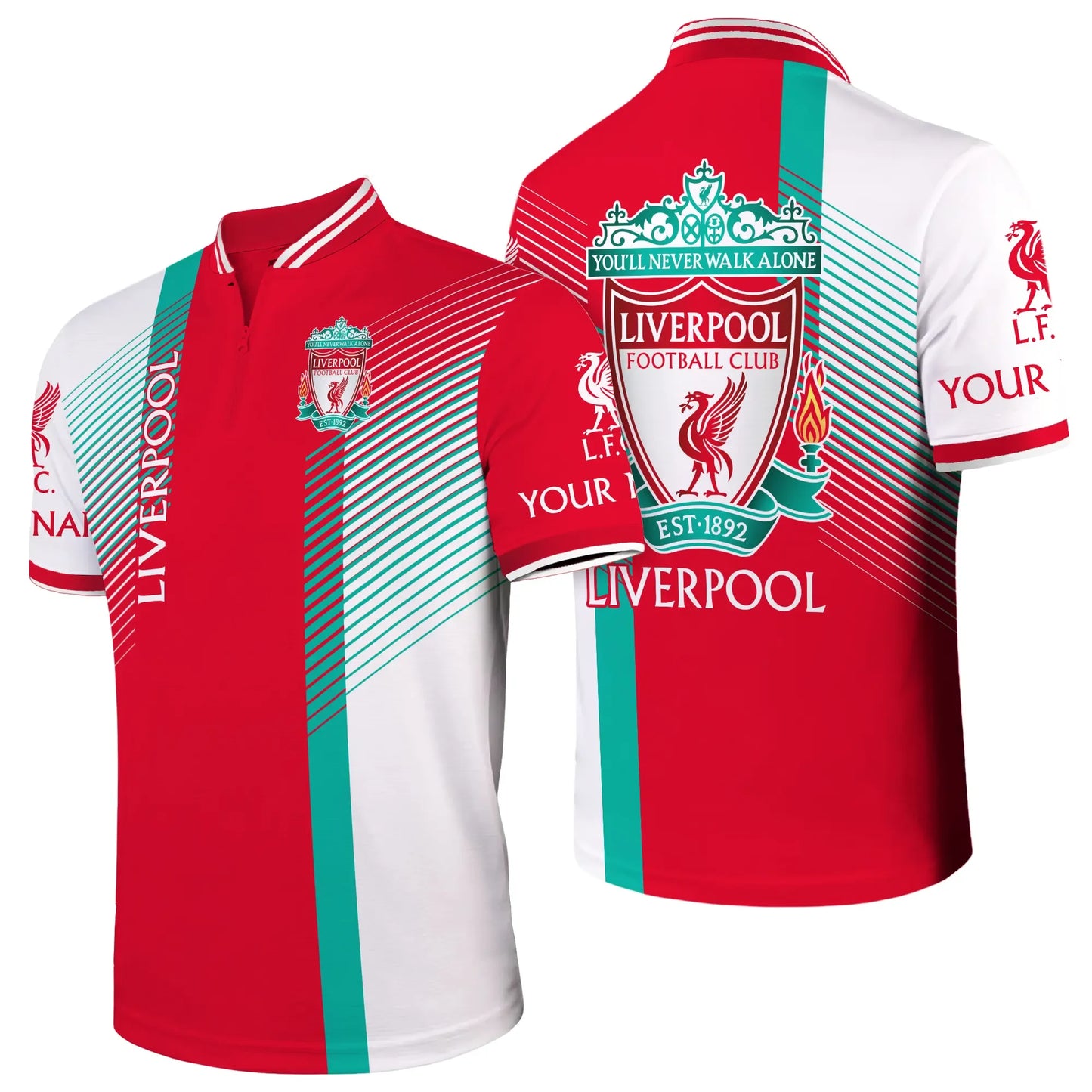 Personalized Liverpool 3D Zipper Polo and Sweatpants Set