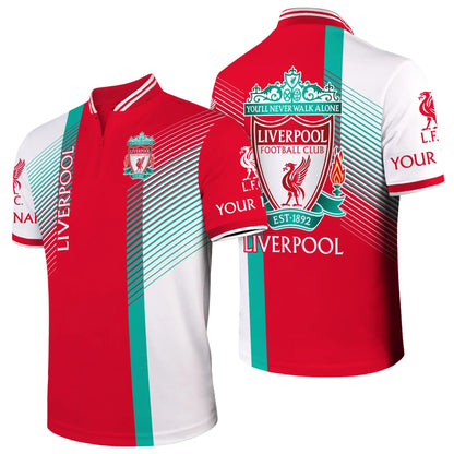 Personalized Liverpool 3D Zipper Polo and Sweatpants Set