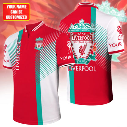 Personalized Liverpool 3D Zipper Polo and Sweatpants Set