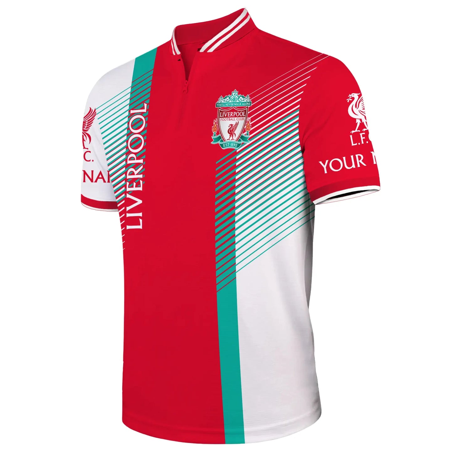 Personalized Liverpool 3D Zipper Polo and Sweatpants Set