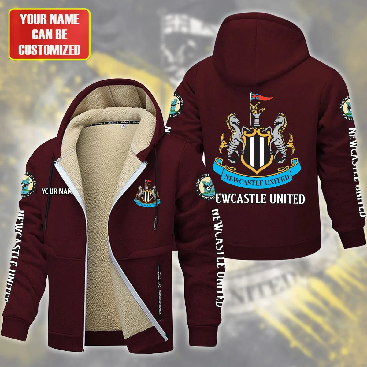 Personalized Newcastle United Fleece 3D Unisex Hooded Jacket