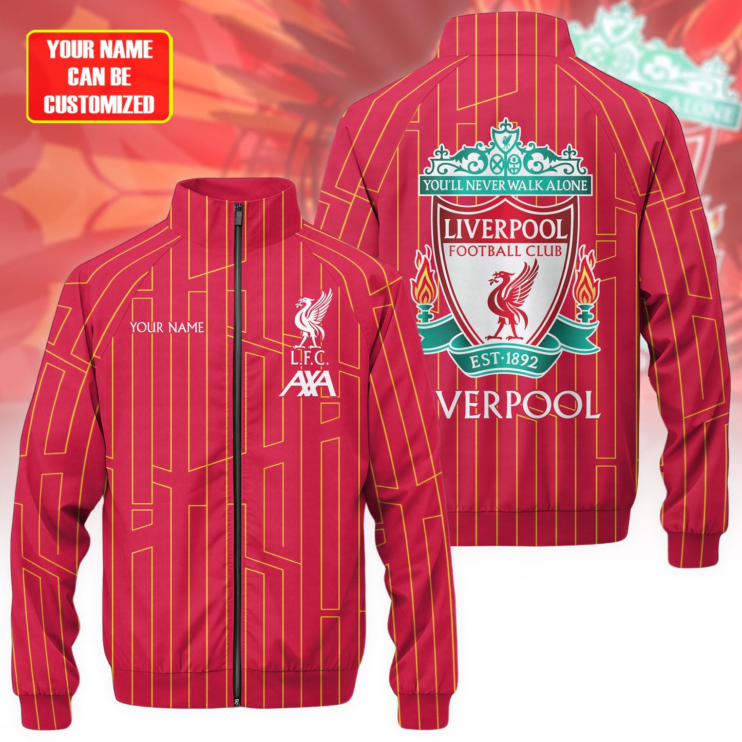 Personalized Liverpool Zipper Stand Collar Jacket & Sweatpants Set V2