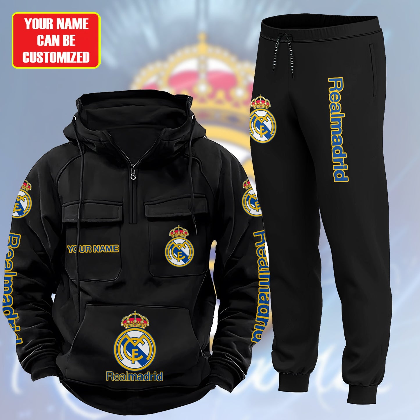 Personalized Real Madrid 3D All over Printed Retro Hoodie & Sweatpants Set