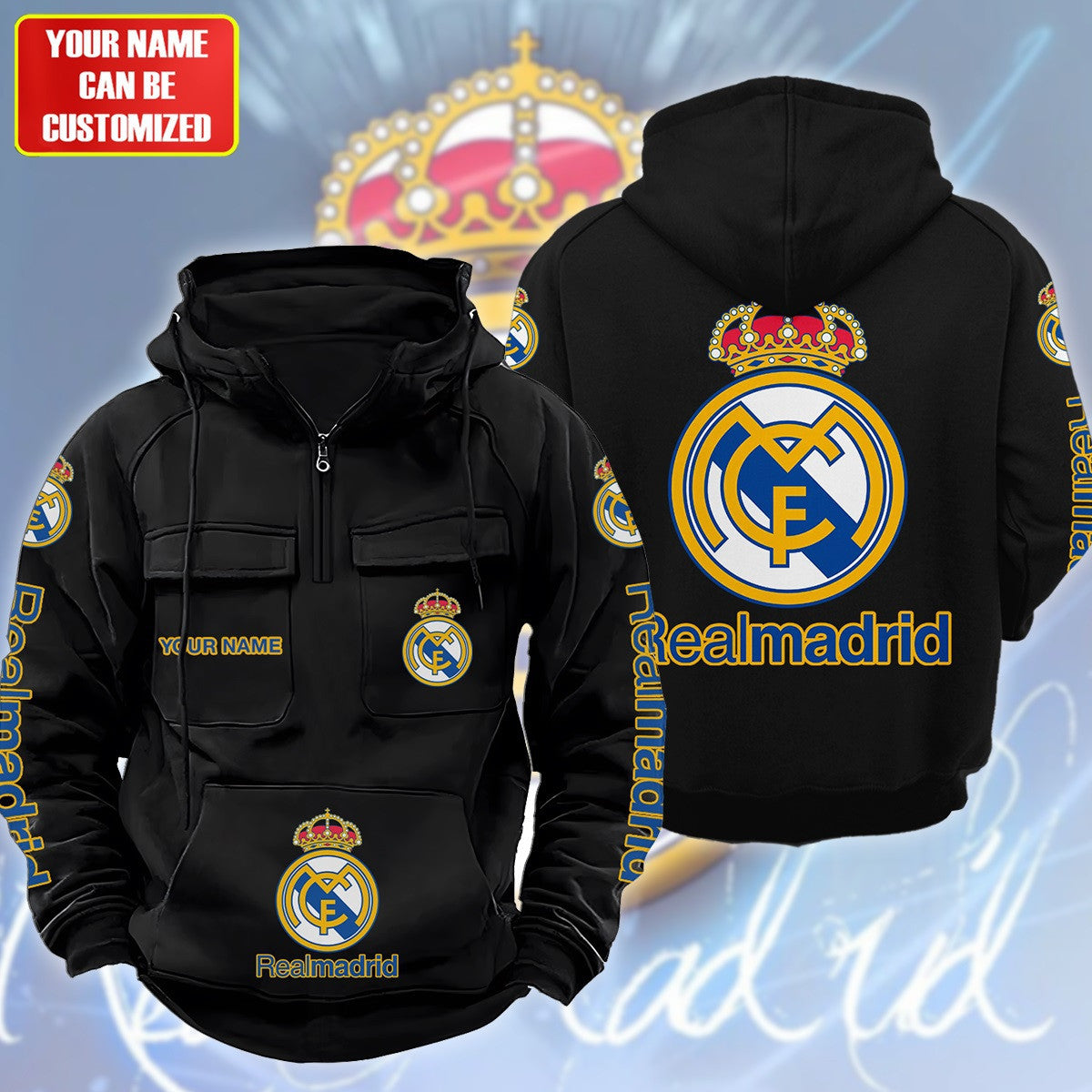 Personalized Real Madrid 3D All over Printed Retro Hoodie & Sweatpants Set