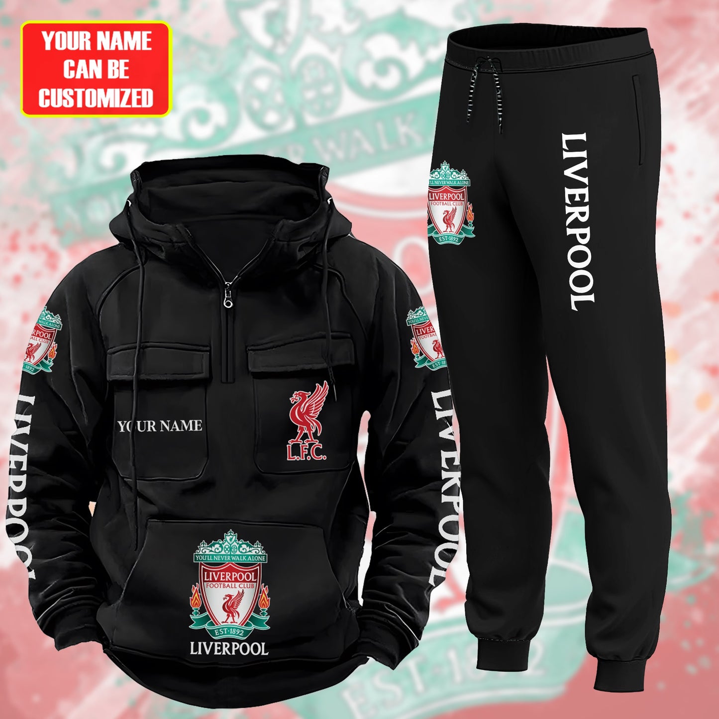 Personalized Liverpool 3D All over Printed Retro Hoodie & Sweatpants Set