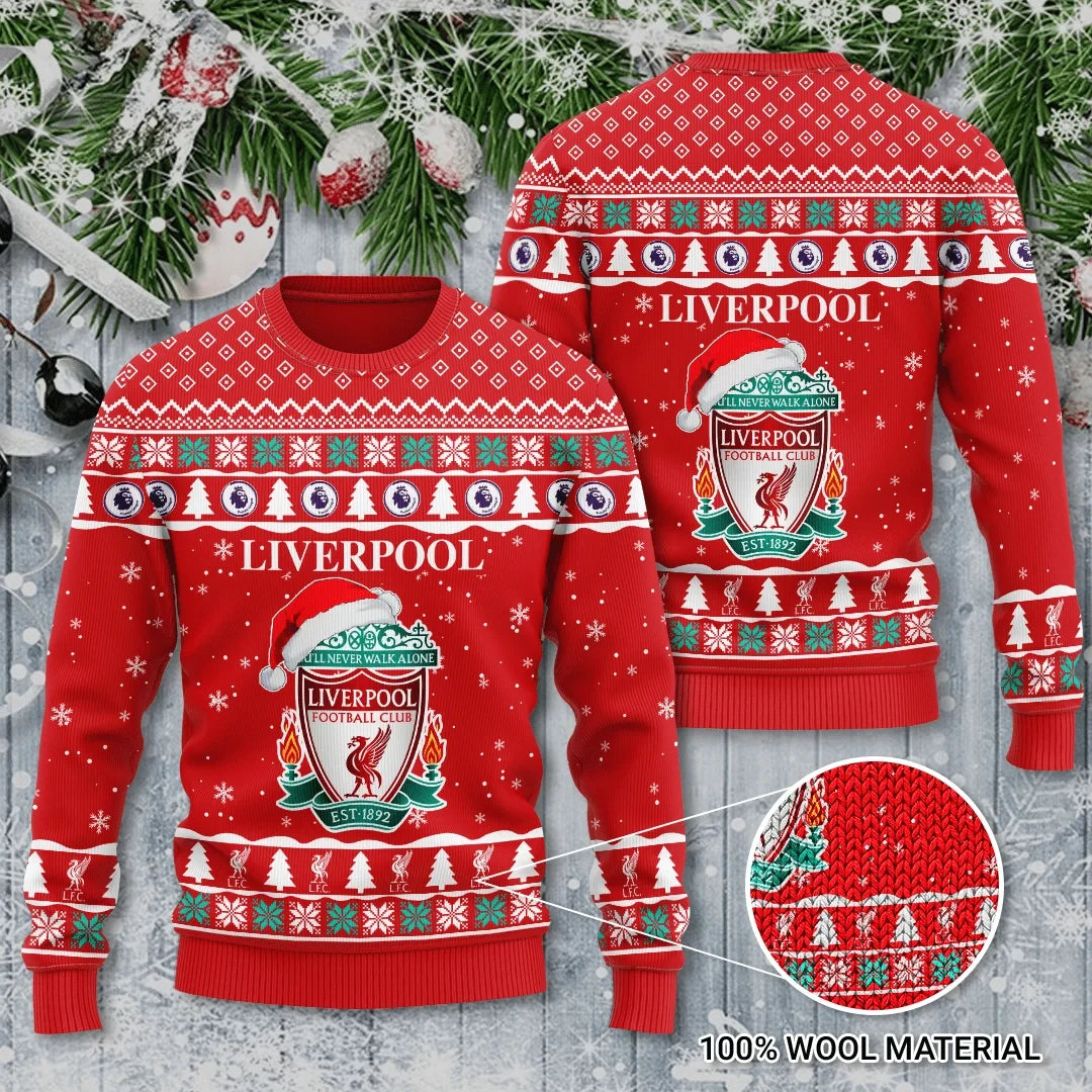Liverpool Q16 Ugly Christmas Sweater , Unisex Wool Sweater