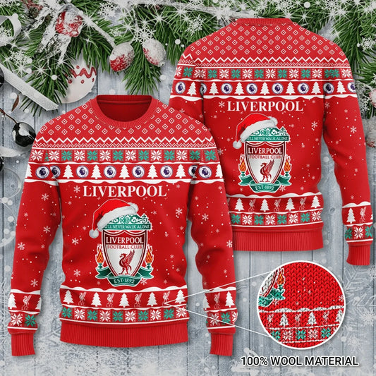 Liverpool Q16 Ugly Christmas Sweater , Unisex Wool Sweater