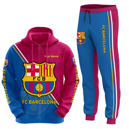 Personalized Barça Q3 3D All over Printed Hoodie and Sweatpants set