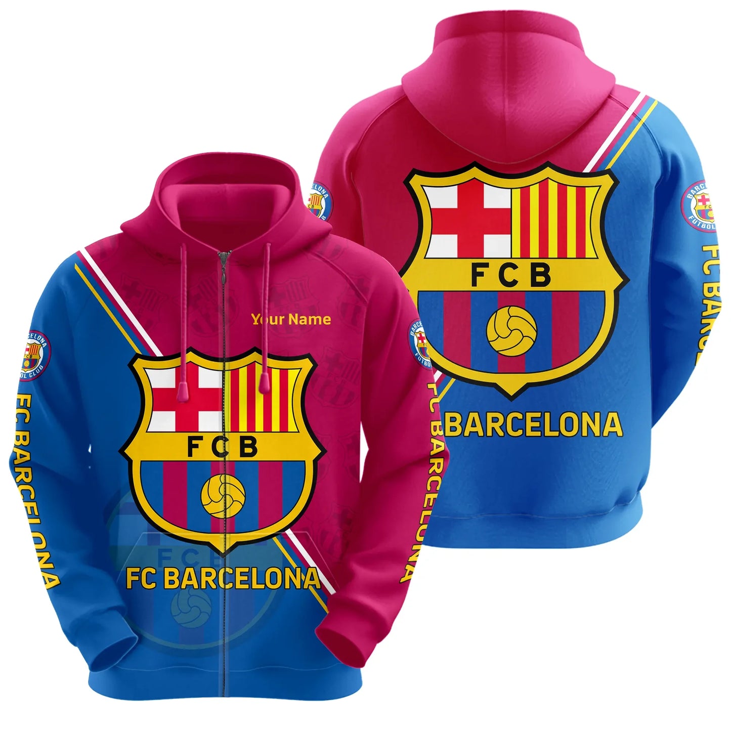 Personalized Barça Q3 3D All over Printed Hoodie and Sweatpants set