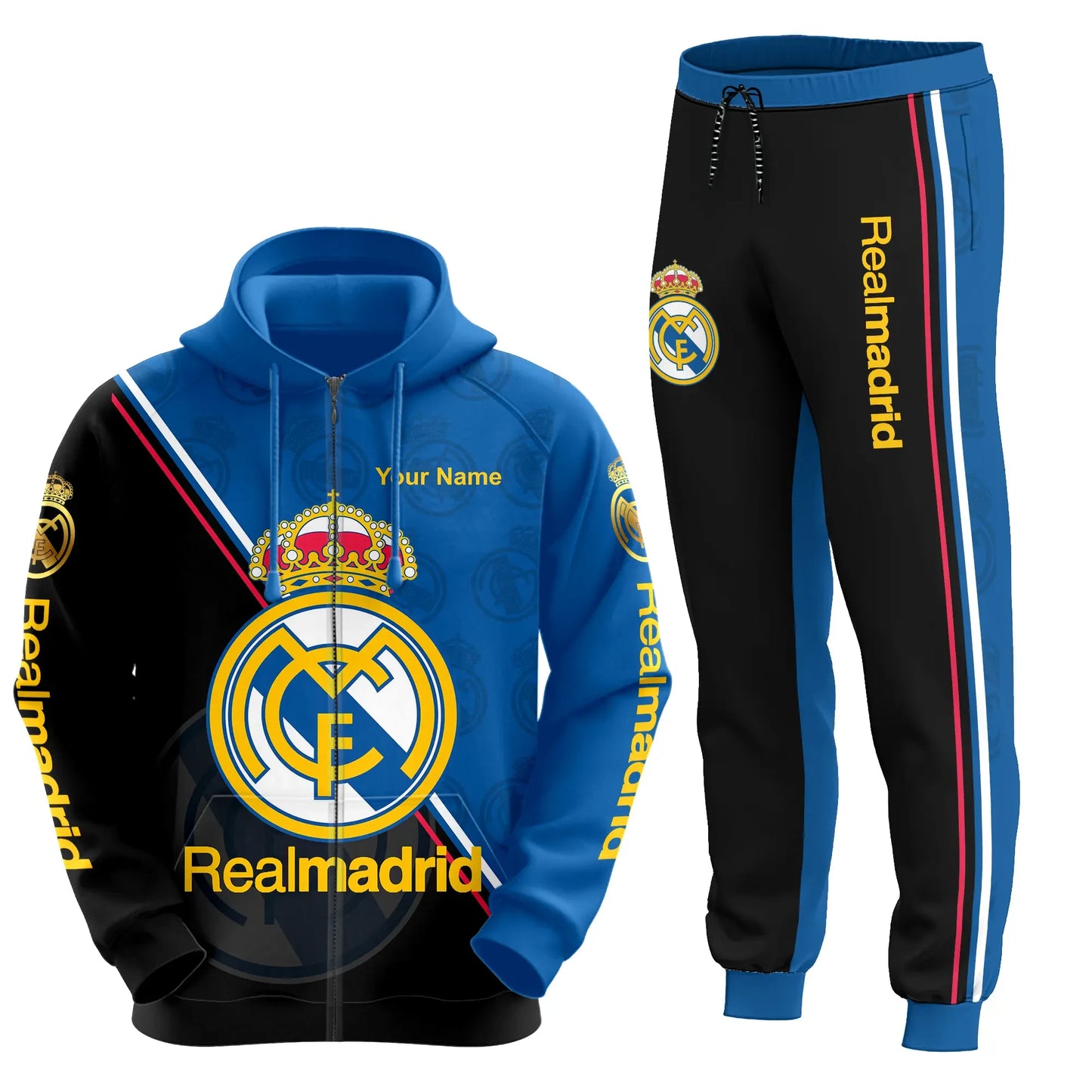 Personalized Real Madrid Q3 3D All over Printed Hoodie and Sweatpants set