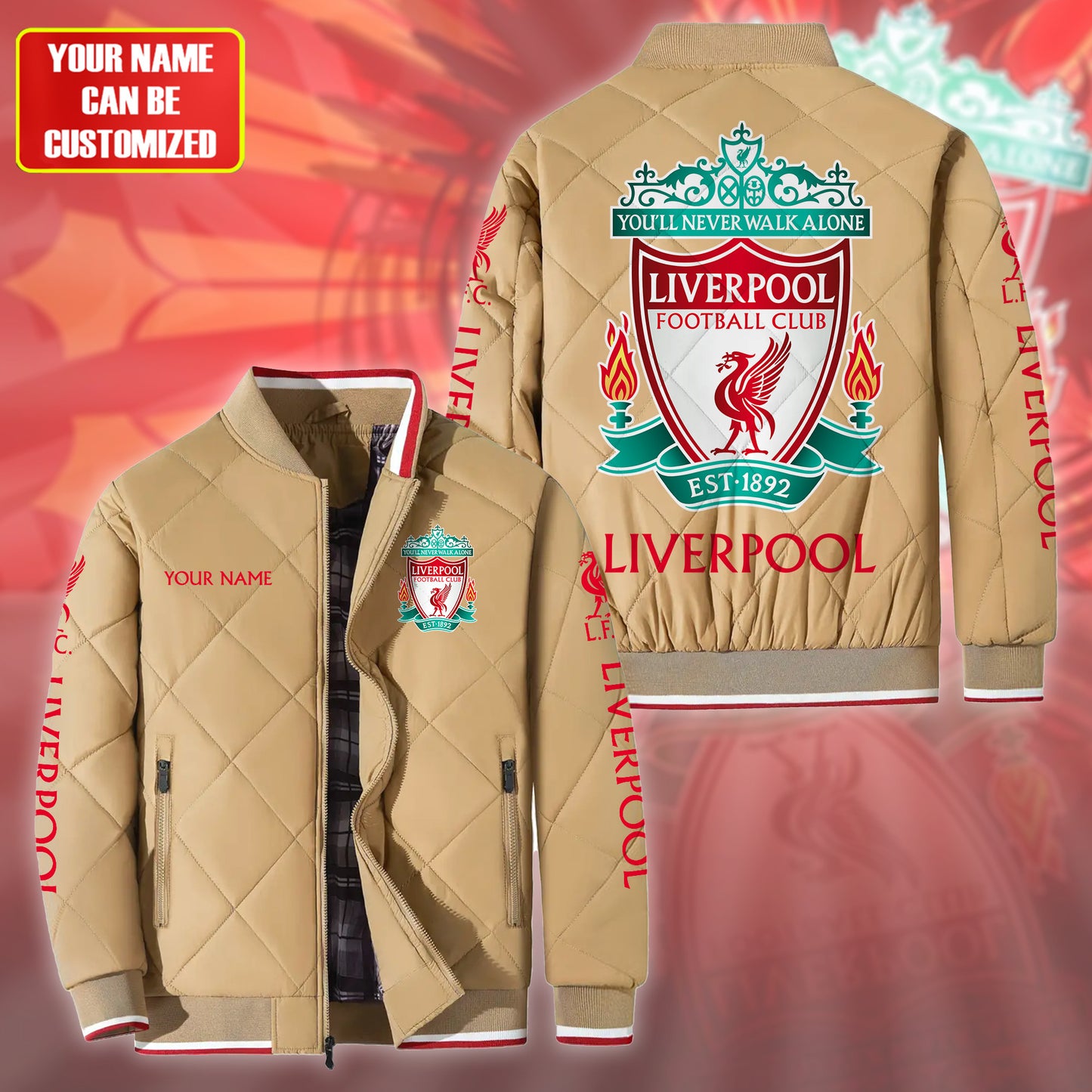 Personalized Liverpool Puffer Bomber Jacket