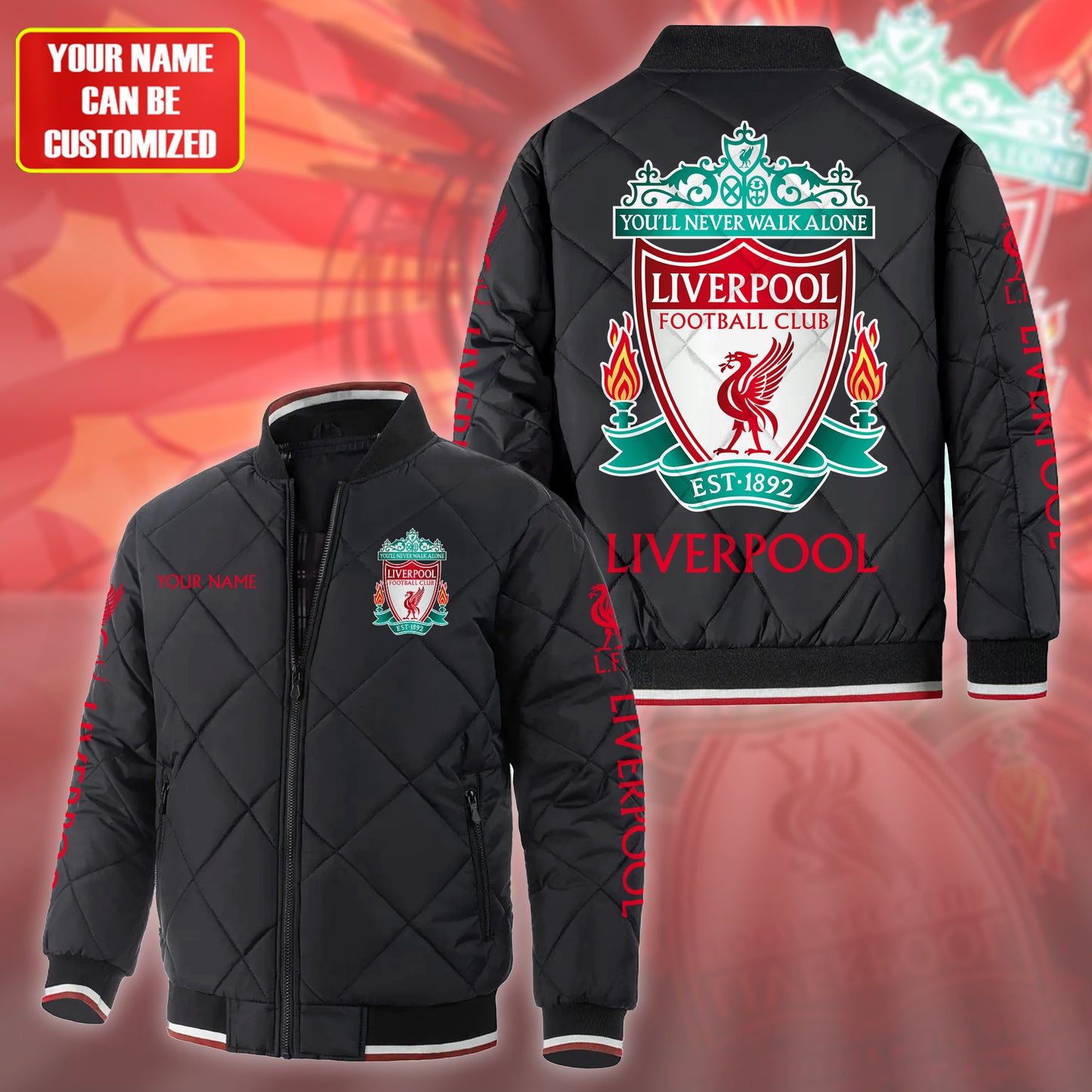 Personalized Liverpool Puffer Bomber Jacket