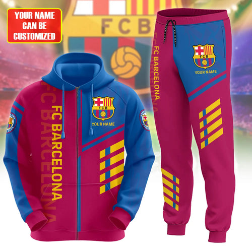 Personalized Barça Q4 3D All over Printed Hoodie and Sweatpants set