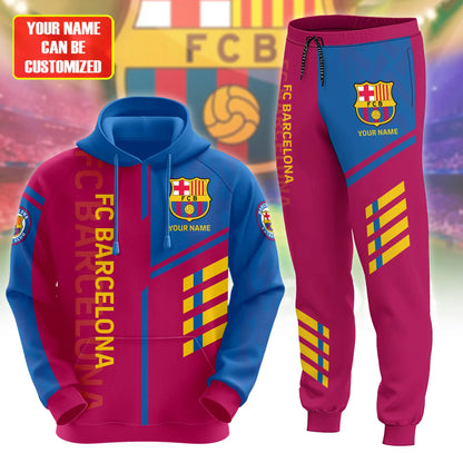 Personalized Barça Q4 3D All over Printed Hoodie and Sweatpants set