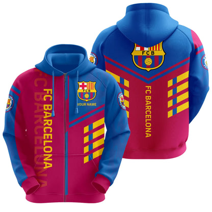 Personalized Barça Q4 3D All over Printed Hoodie and Sweatpants set
