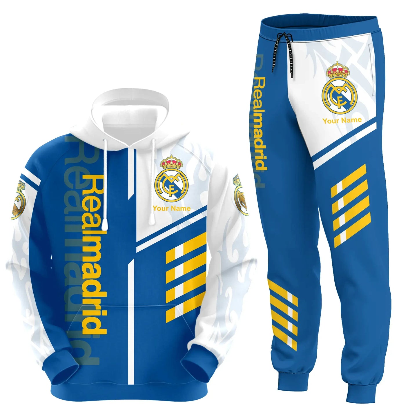 Personalized Real Madrid Q4 3D All over Printed Hoodie and Sweatpants set