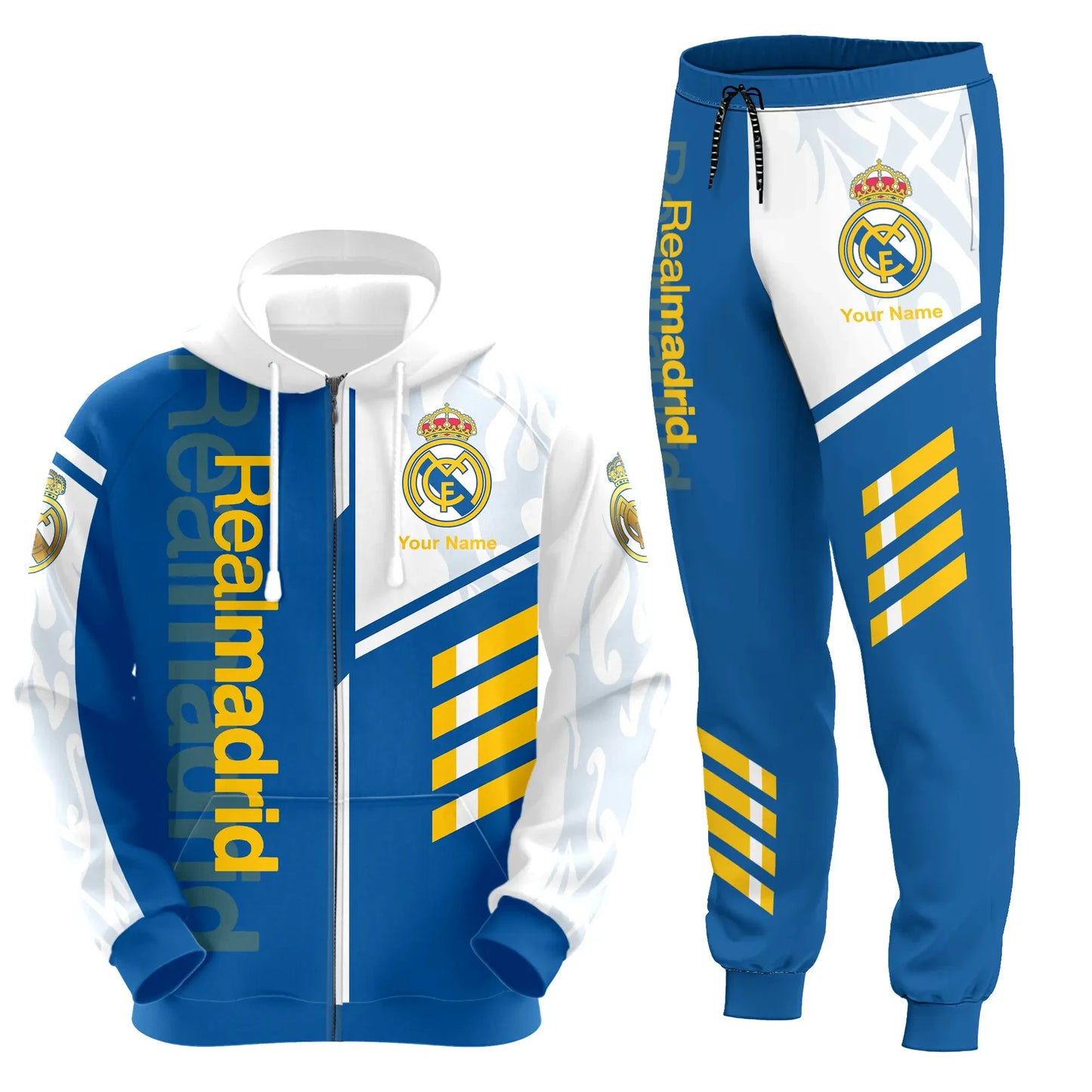 Personalized Real Madrid Q4 3D All over Printed Hoodie and Sweatpants set