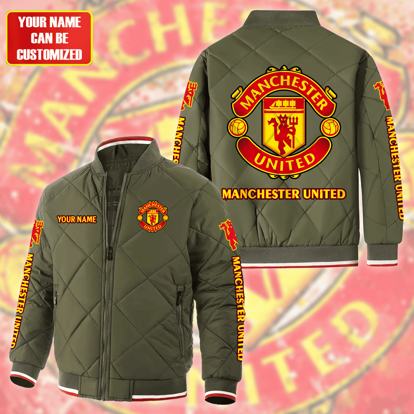 Personalized Manchester United Puffer Bomber Jacket