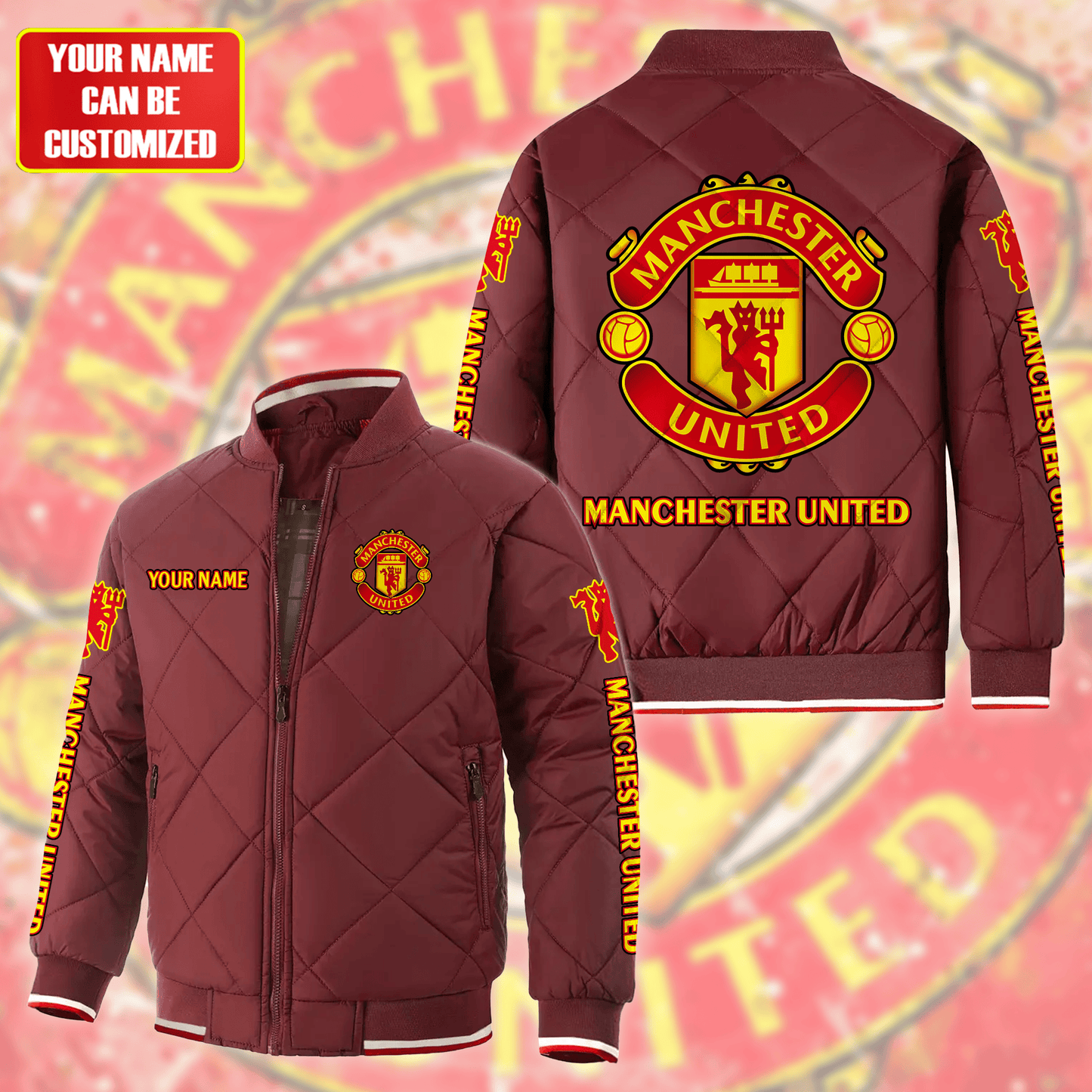 Personalized Manchester United Puffer Bomber Jacket