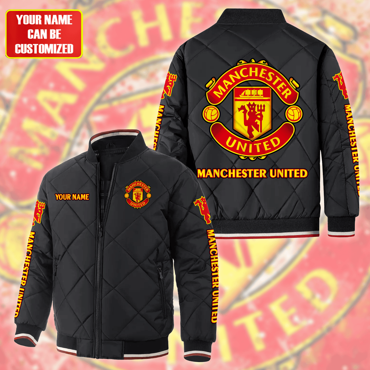 Personalized Manchester United Puffer Bomber Jacket