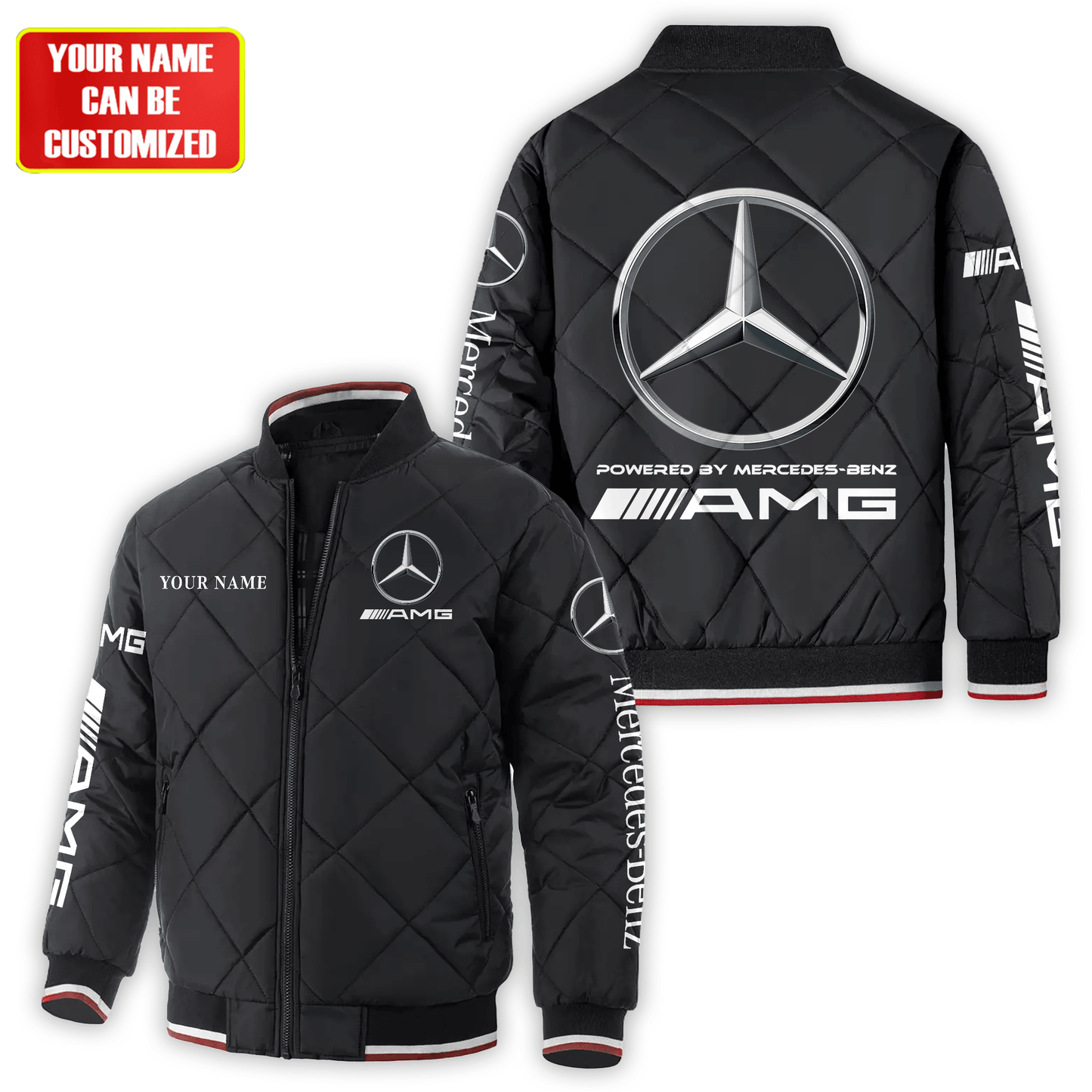 Personalized Merc AMG Puffer Bomber Jacket