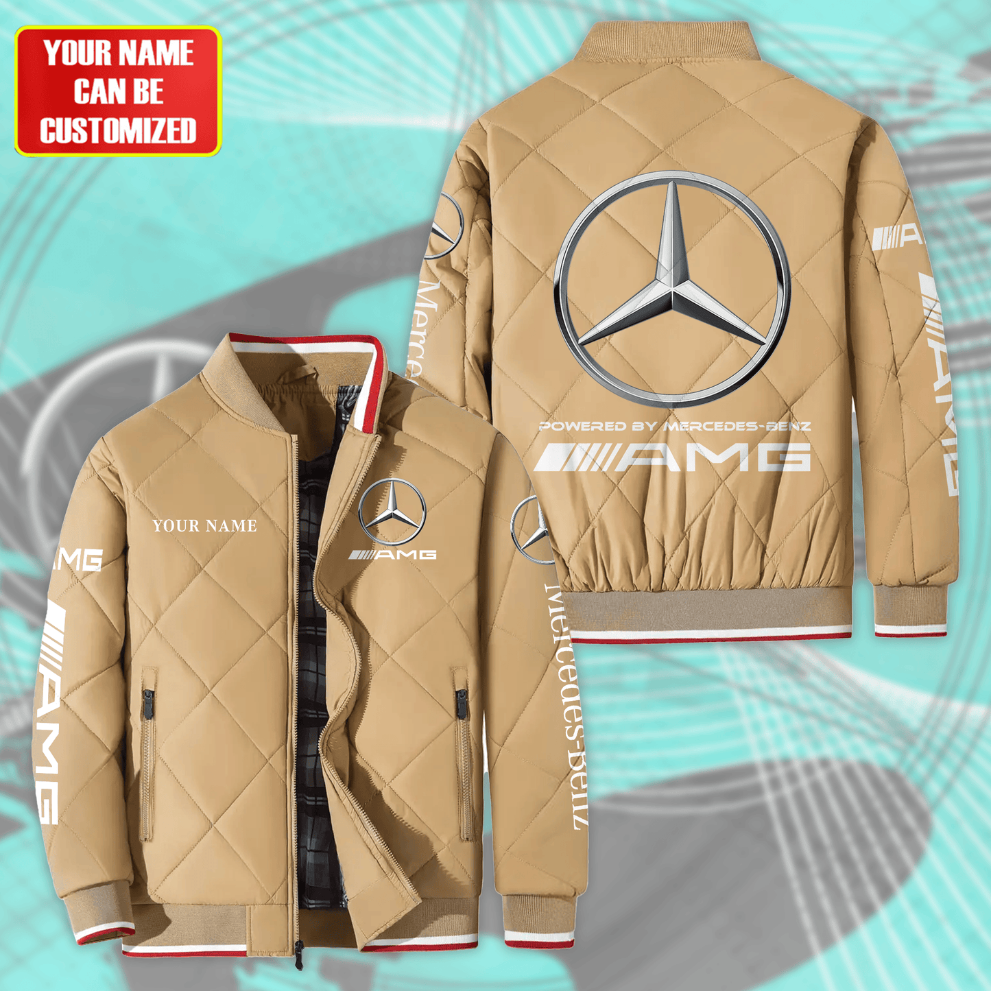 Personalized Merc AMG Puffer Bomber Jacket
