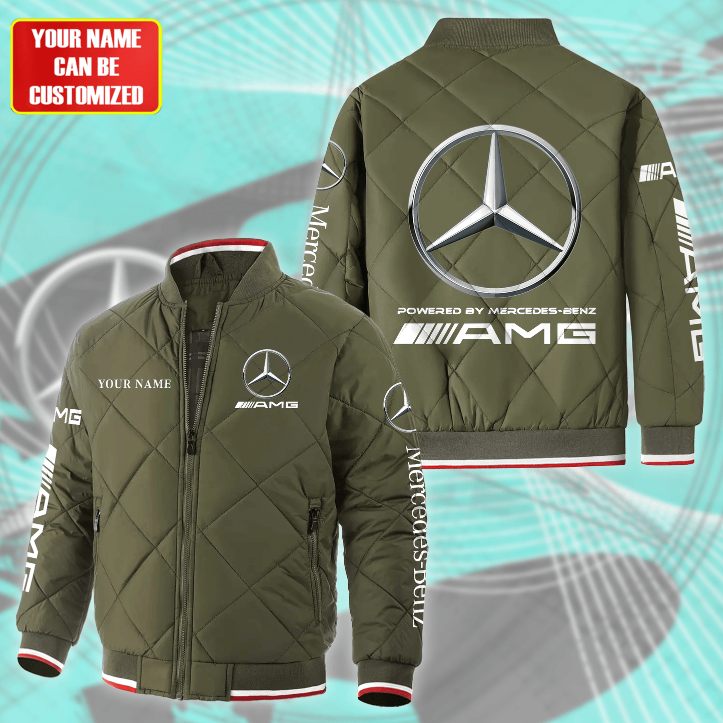 Personalized Merc AMG Puffer Bomber Jacket