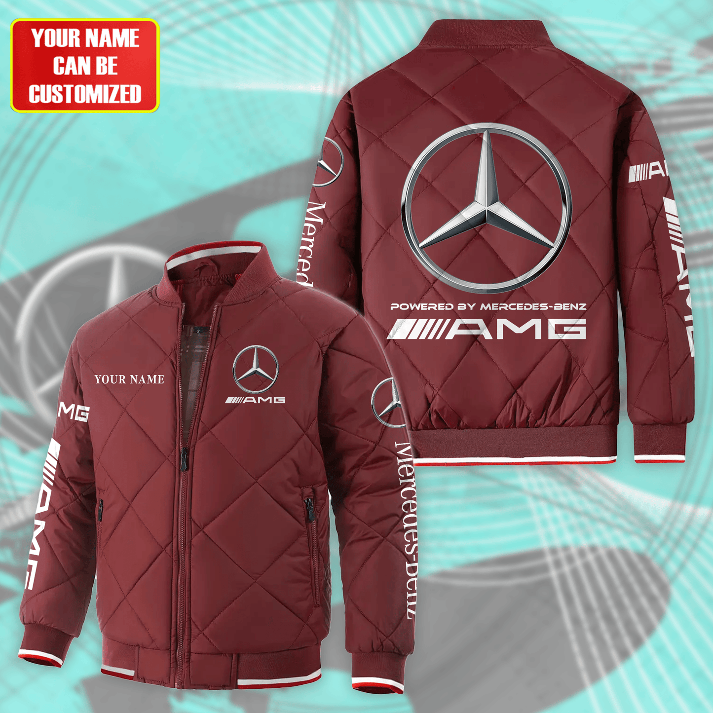 Personalized Merc AMG Puffer Bomber Jacket