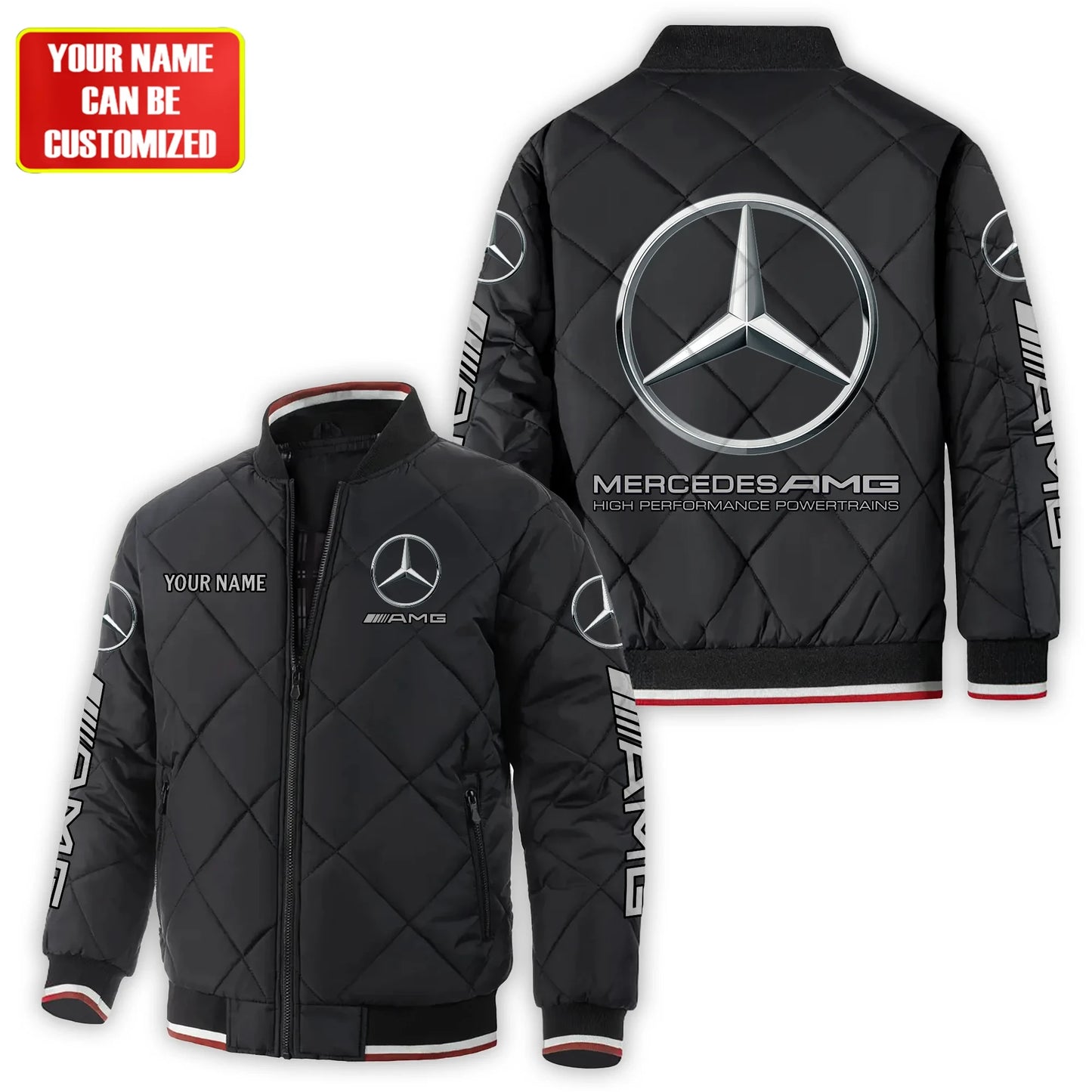 Personalized Merc AMG Puffer Bomber Jacket