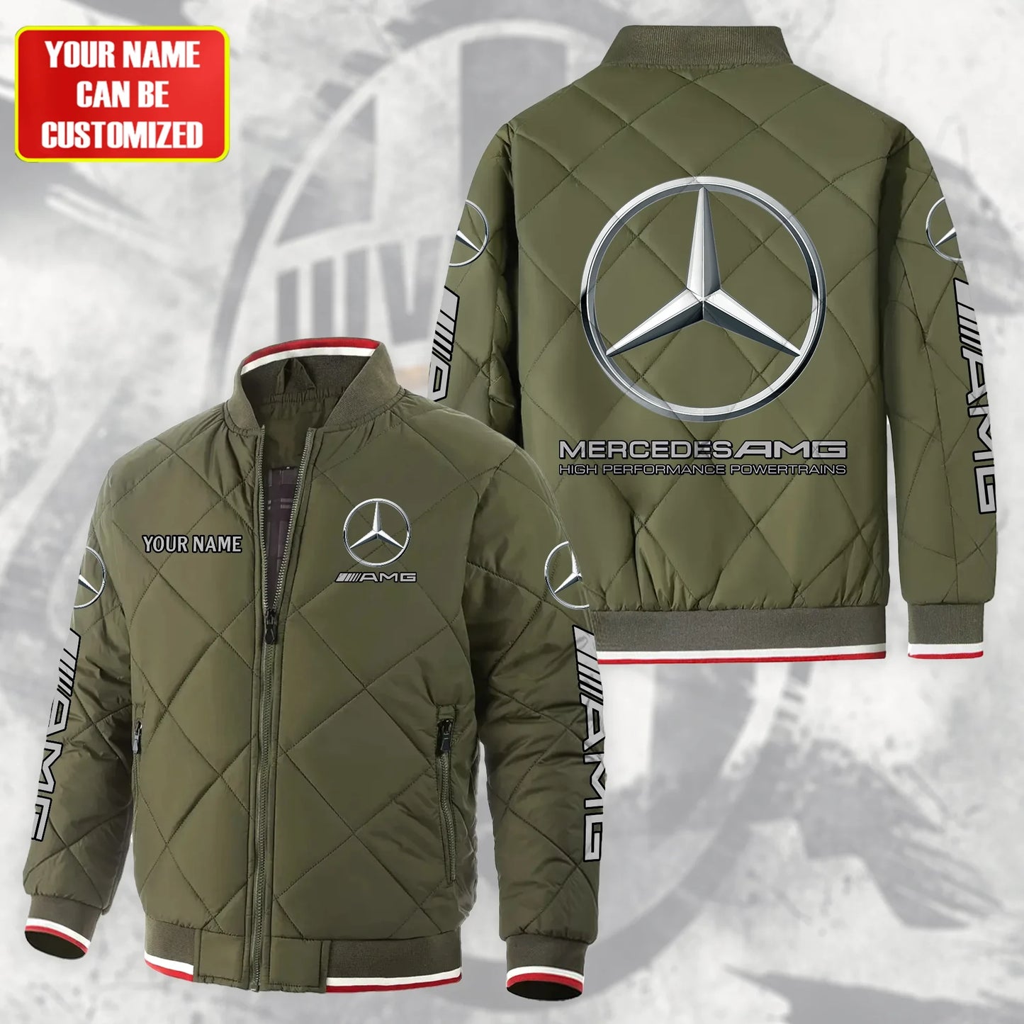 Personalized Merc AMG Puffer Bomber Jacket