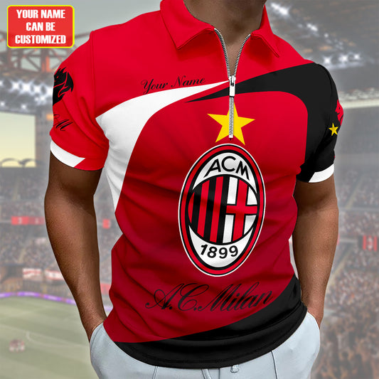 Personalized AC Milan 3D Full Printing Set , AC Milan Shirt , Zipper Polo, Hoodie , Short , Polo ,hawaii