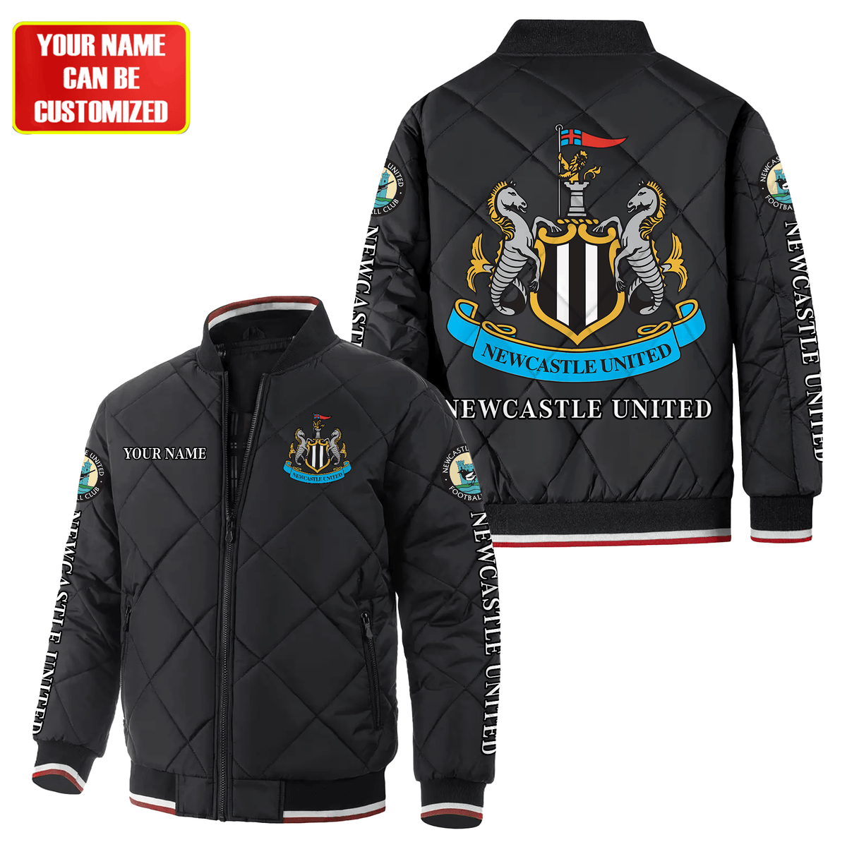 Personalized Newcastle United Puffer Bomber Jacket