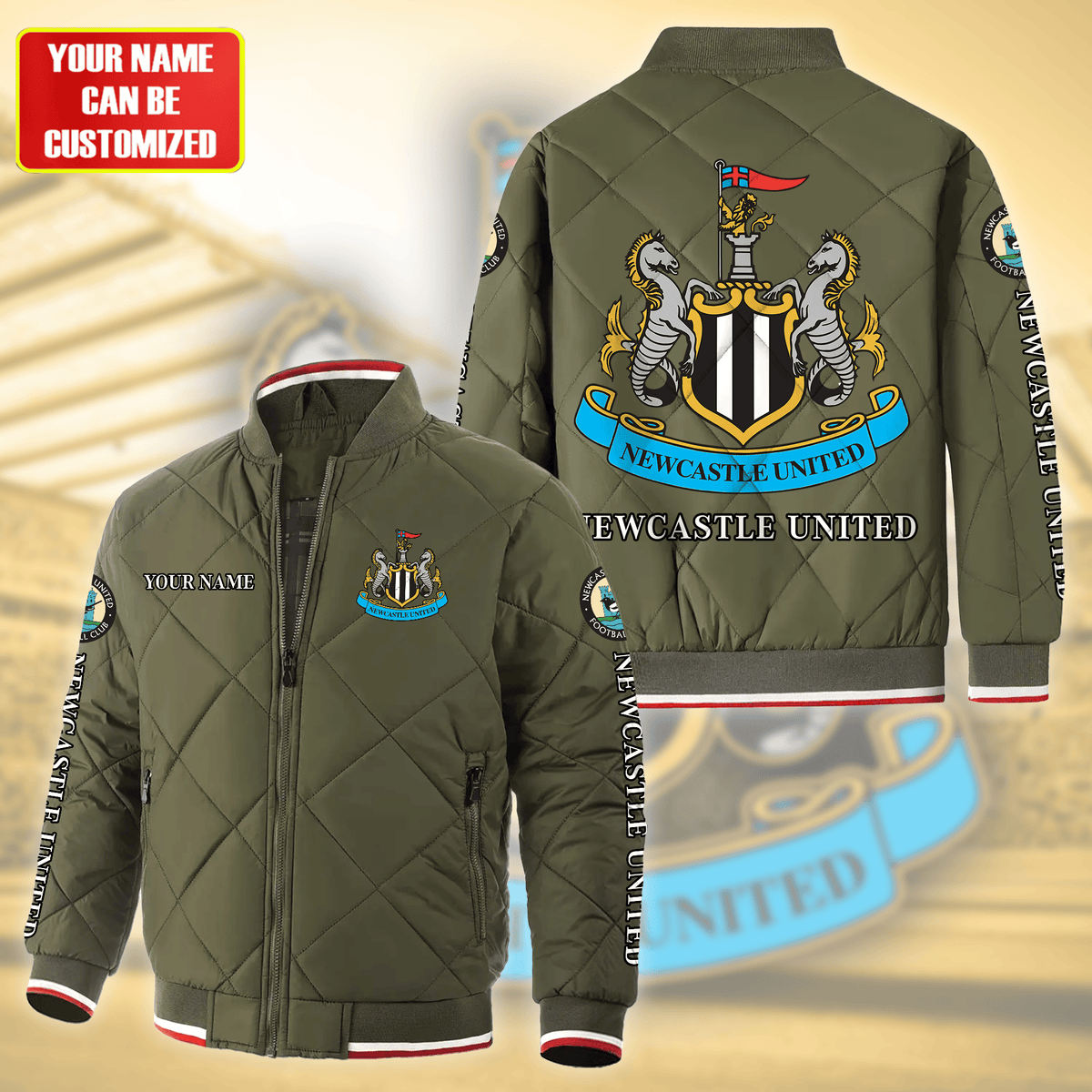 Personalized Newcastle United Puffer Bomber Jacket