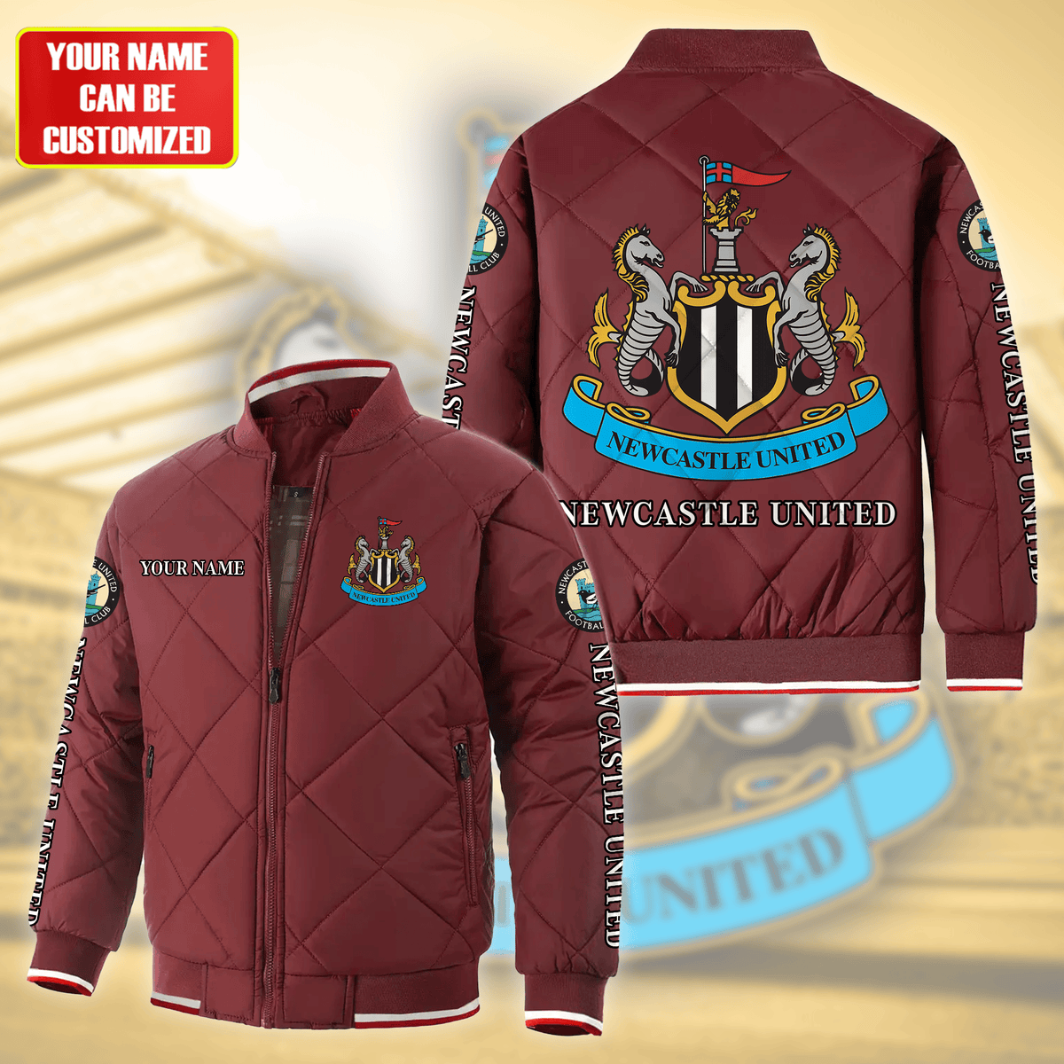 Personalized Newcastle United Puffer Bomber Jacket