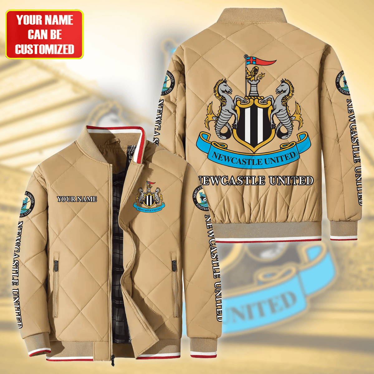 Personalized Newcastle United Puffer Bomber Jacket