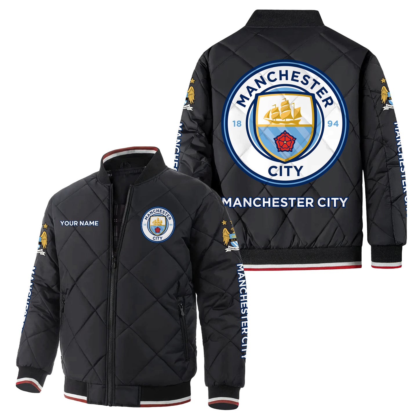 Personalized Manchester City Puffer Bomber Jacket
