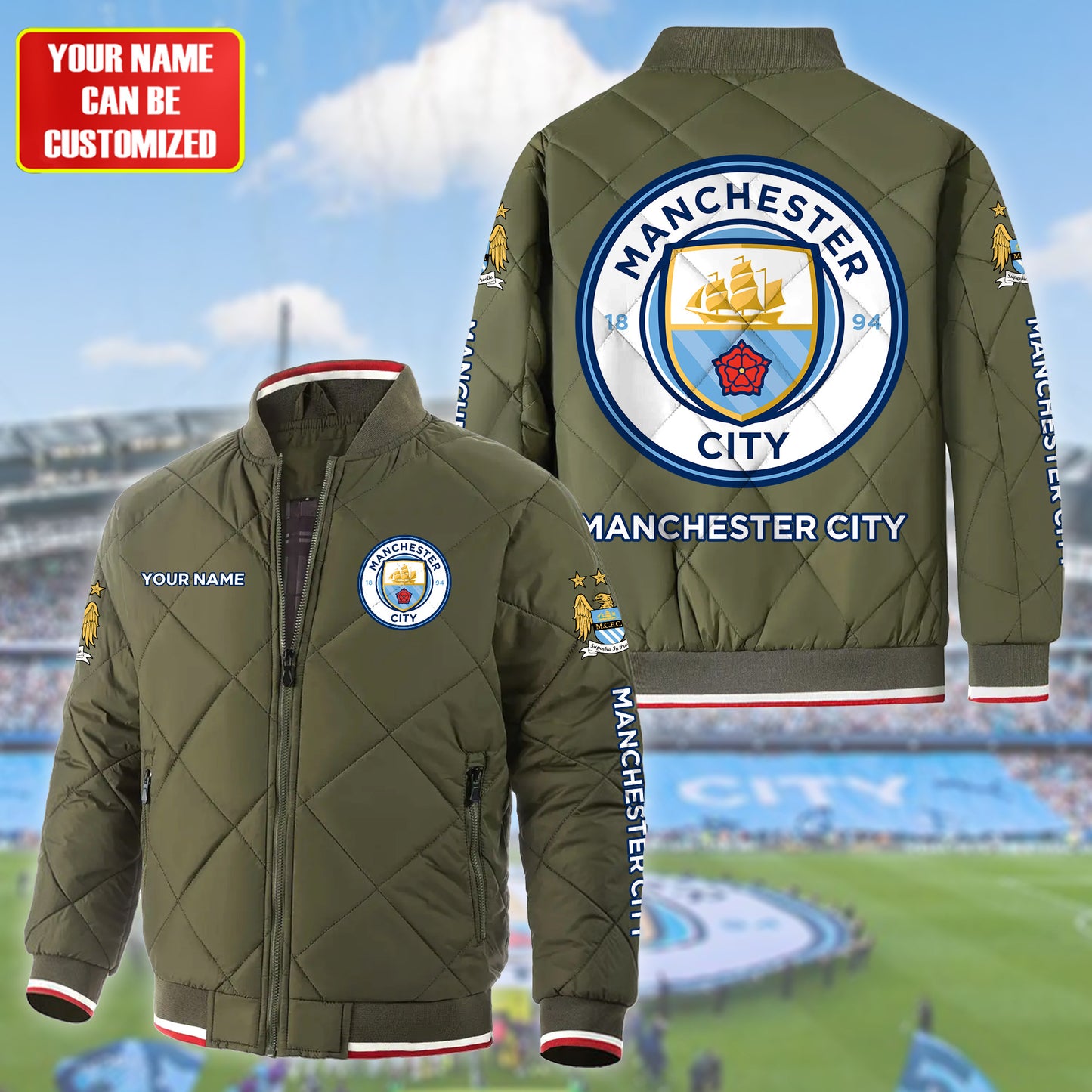 Personalized Manchester City Puffer Bomber Jacket