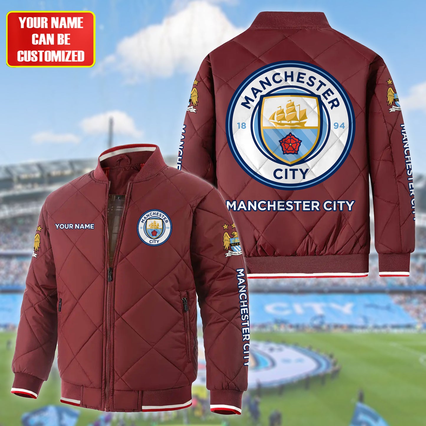 Personalized Manchester City Puffer Bomber Jacket