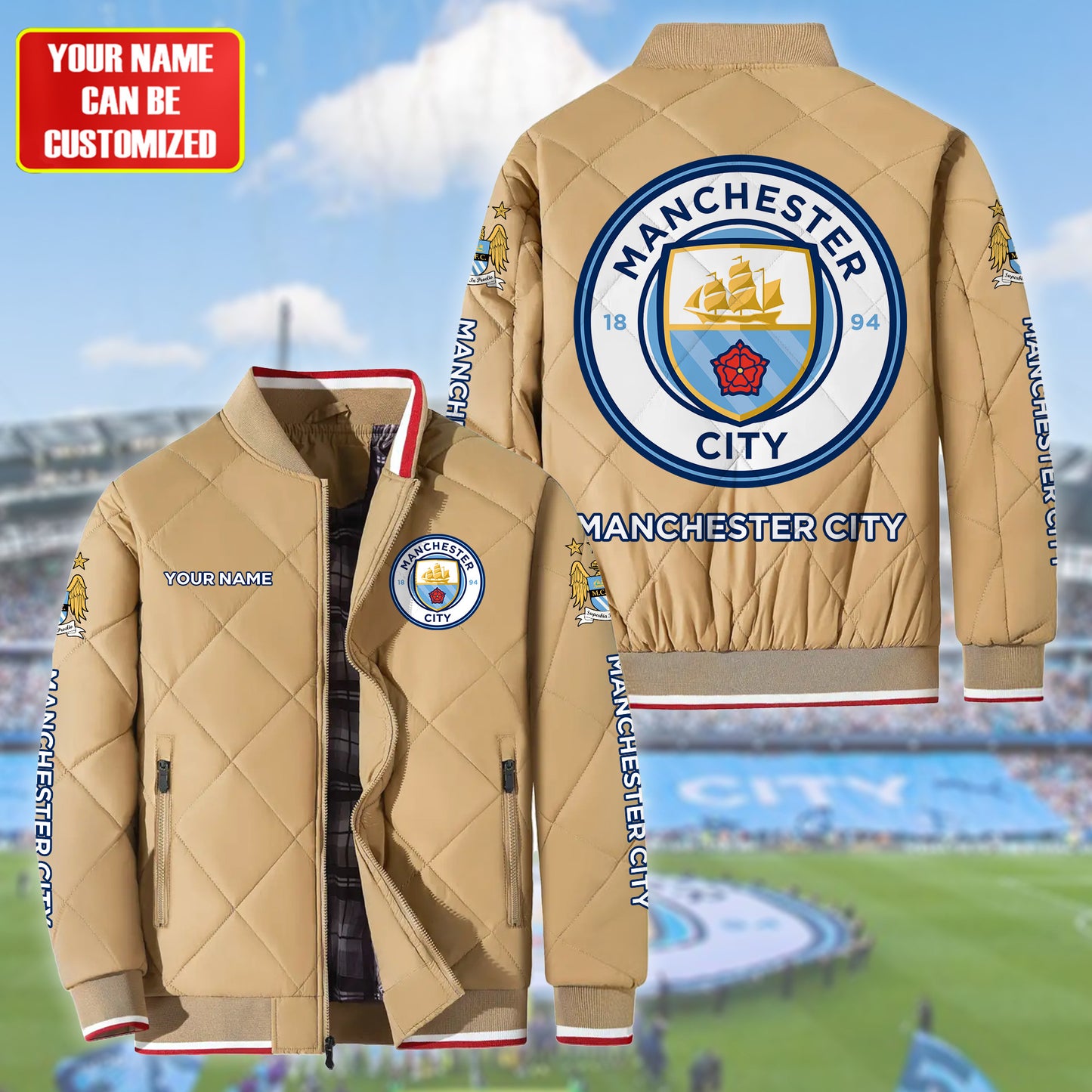 Personalized Manchester City Puffer Bomber Jacket