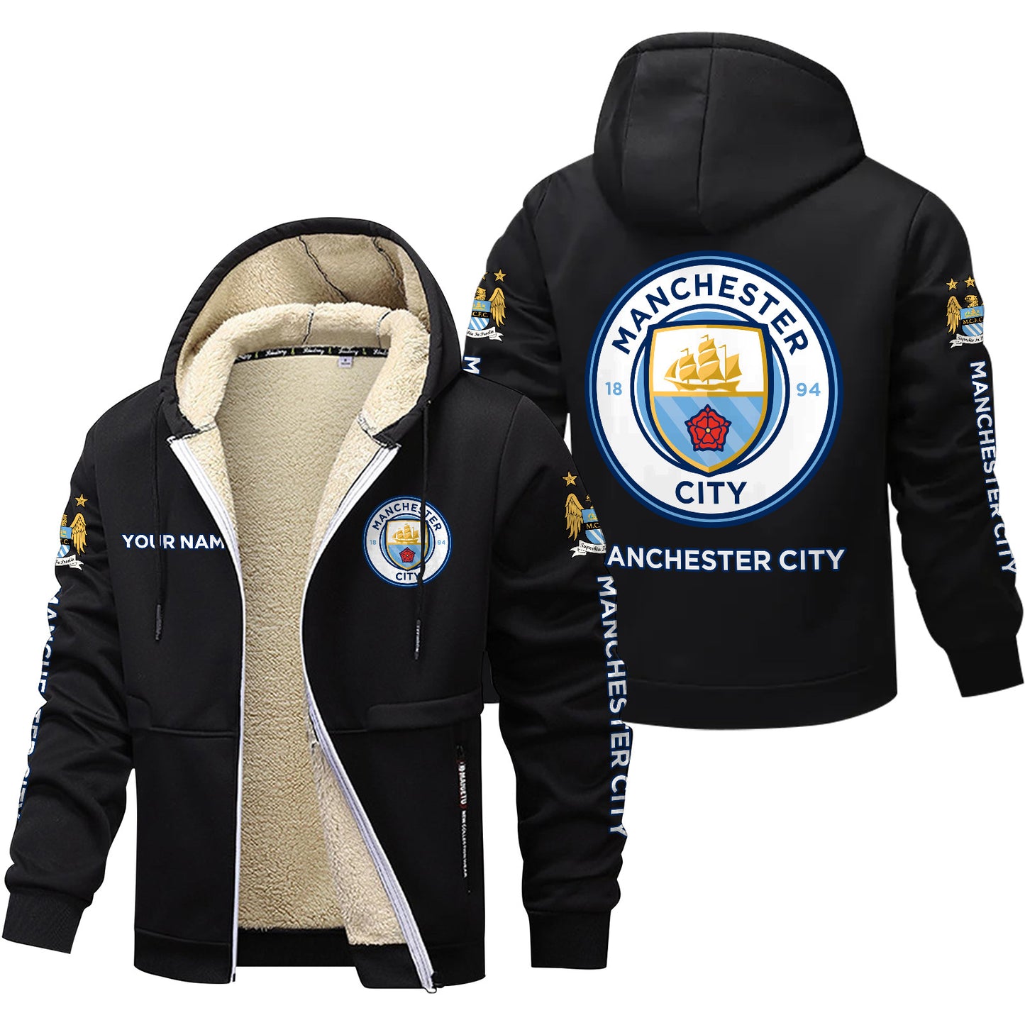 Personalized Manchester City Fleece 3D Unisex Hooded Jacket